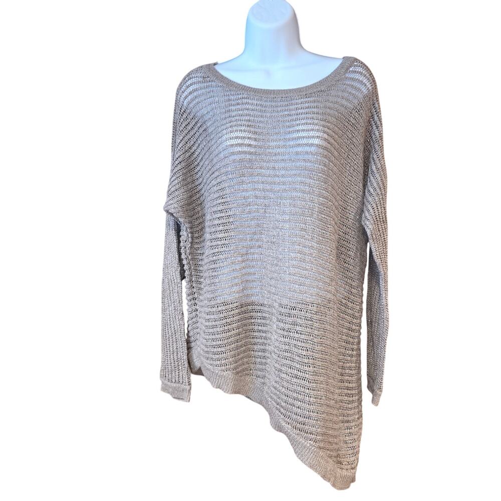 EUC Apt 9 bronze brown, asymmetrical‎ hem, long sleeve bikini coverup sz XL